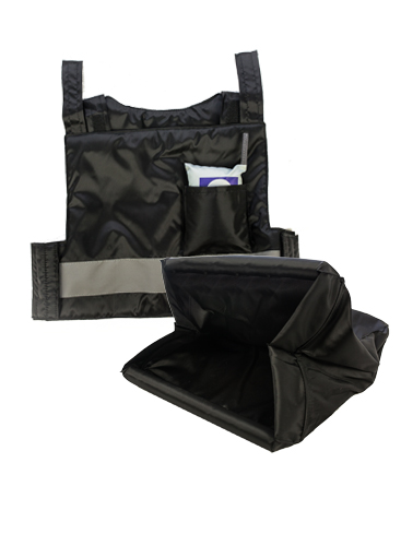 Cash-in-transit courier (tabard + walkie-talkie + bag)
